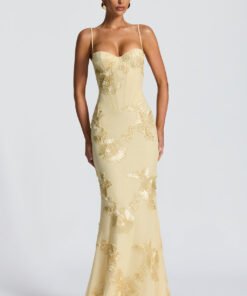 Elegant Evening Gown | Floral Corset Design with Flattering Fit | Formal Dresses for Women