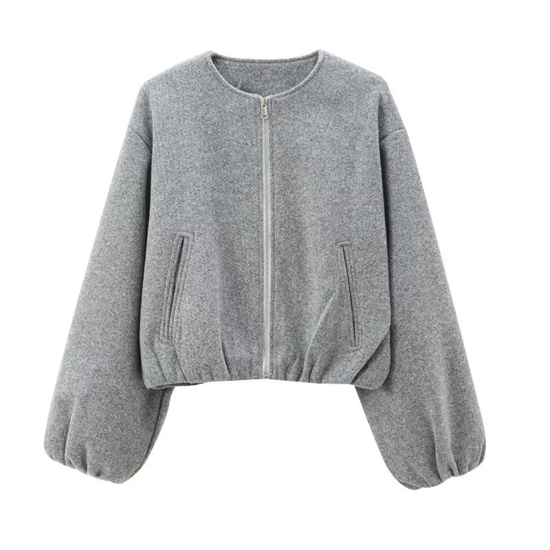 Women's Cotton Cropped Bomber Jacket | Chic Casual Outerwear for All Seasons
