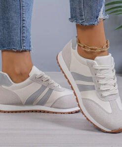 Women's Durable Synthetic Sneakers | Sleek Lace-Up Casual Shoes