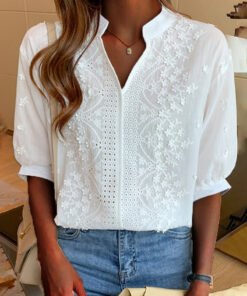 Women's Elegant Viscose Blouse | Soft Puff Sleeve Summer Top | Plus Size Available