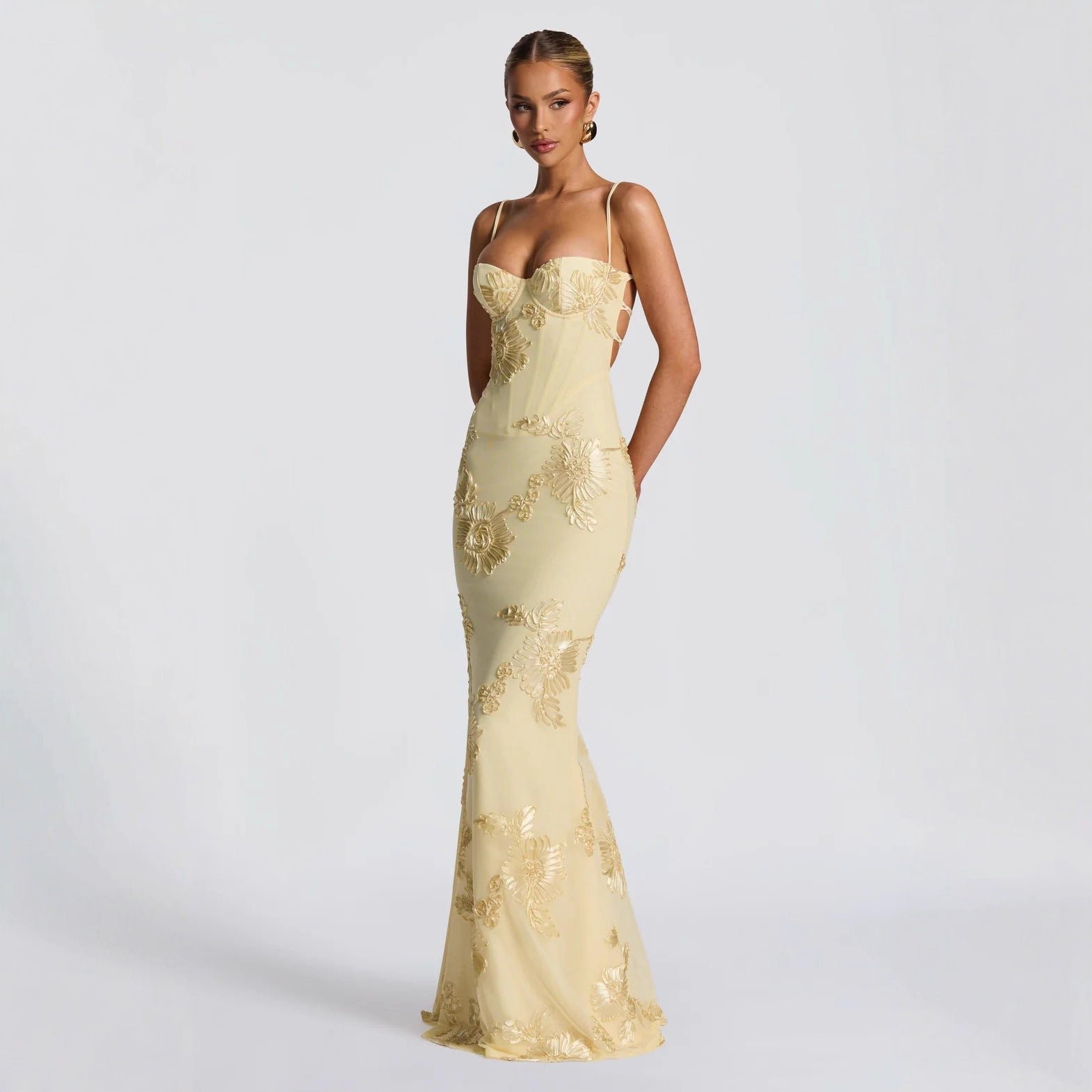 Women's Floral Maxi Dress | Elegant Spaghetti Strap Summer Gown