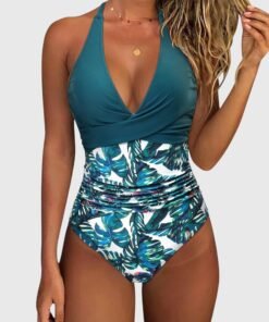 Women's Floral Print One-Piece Swimsuit | Elegant Sculpted Design for Summer