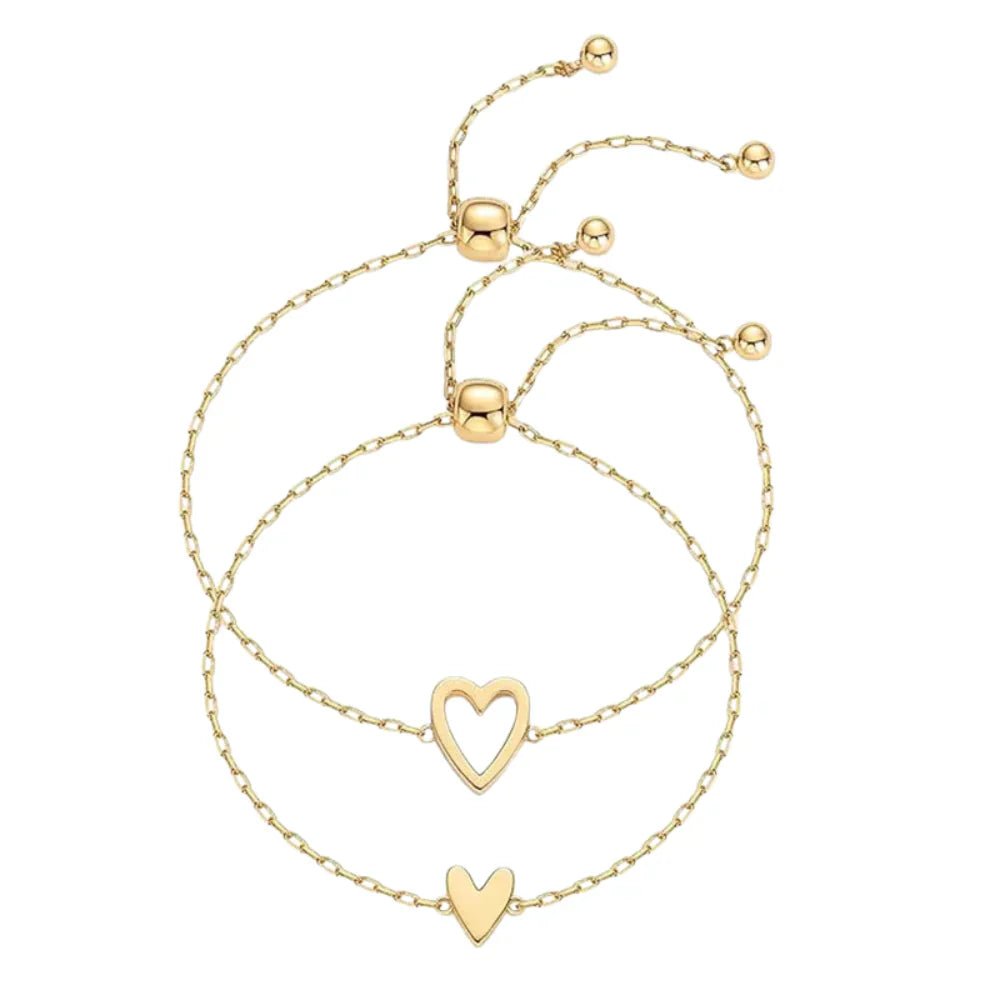 Women's High-Quality Metal Heart Bracelet Set | Delicate Adjustable Chain Jewelry