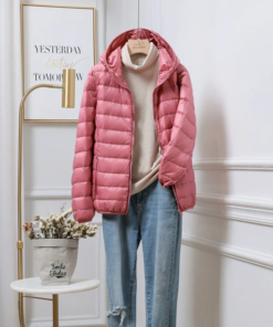 Women's Lightweight Black Puffer Jacket | Stylish Hooded Winter Coat for Cold Weather