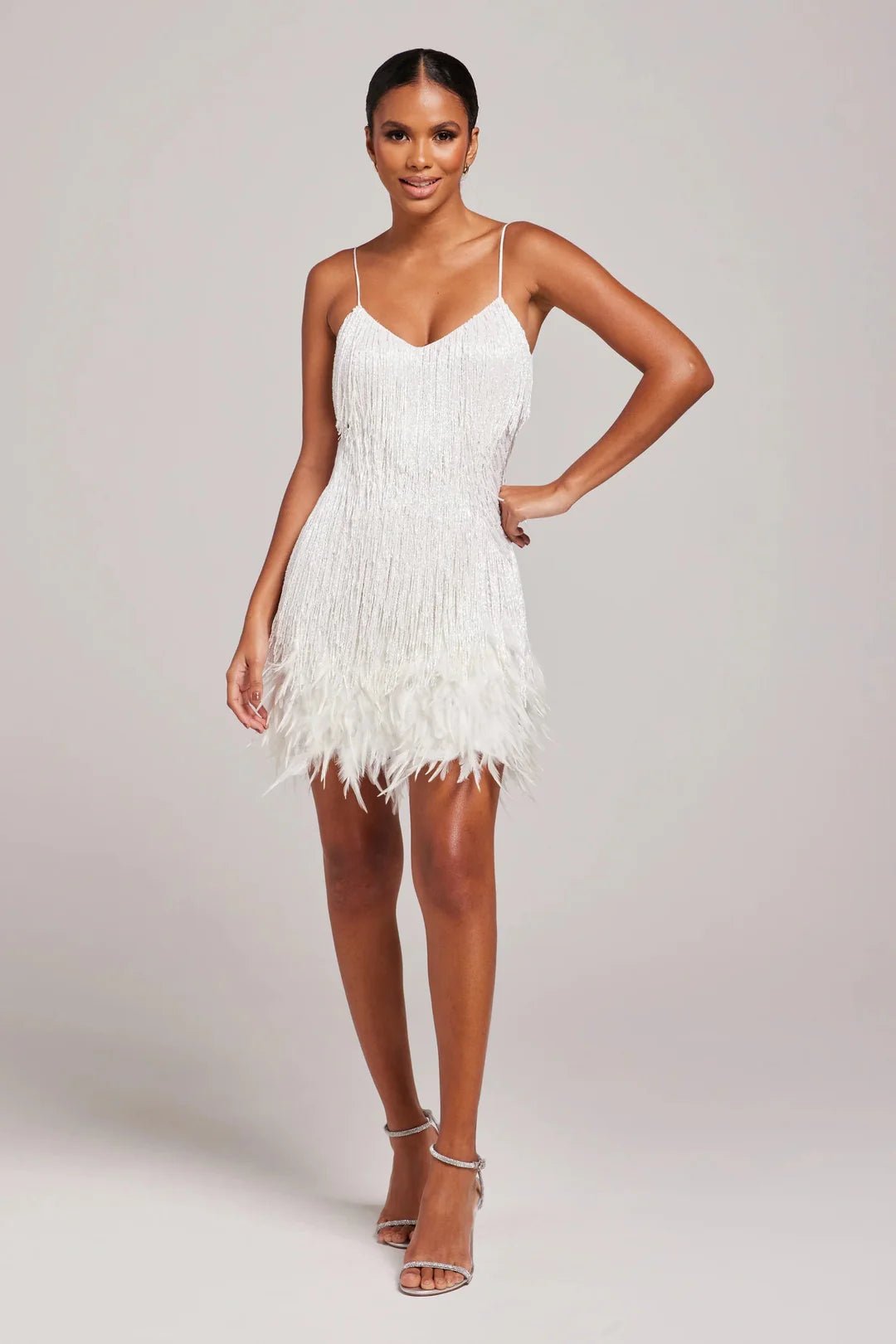 Women's Lightweight Feather Fringe Mini Dress | Stylish Flattering Summer Cocktail Dress