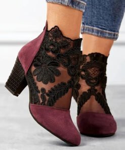 Women's Premium Floral Lace Heels | Elegant Handmade Design for All Seasons