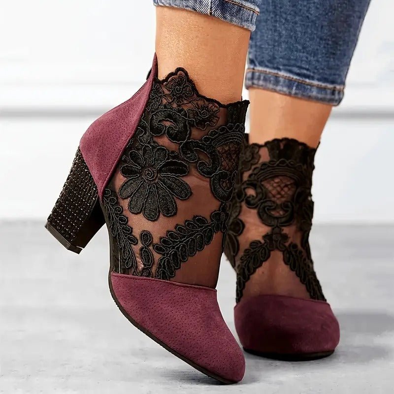 Women's Premium Floral Lace Heels | Elegant Handmade Design for All Seasons