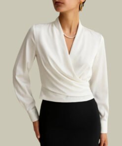 Women's Blouse | Elegant V-Neck Wrap Top | Flattering Tailored Design