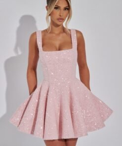 Women's Sequin Mini Dress | Elegant Cocktail Dress with Bow Detail | Dazzling Party Attire