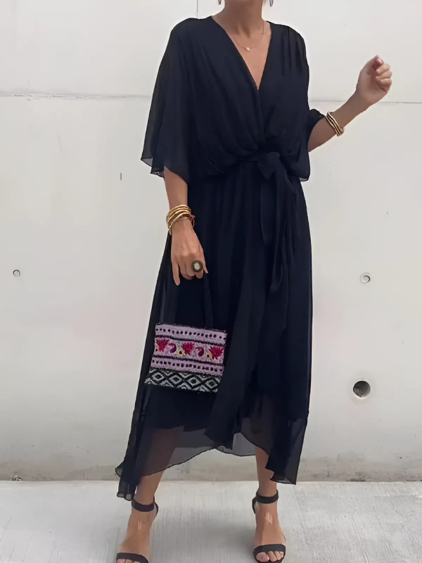 Women's Soft Fabric Midi Dress | Elegant Flutter Sleeve Summer Dress | Plus Size Available
