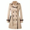 Women's Stylish Double-Breasted Trench Coat | Elegant Mid-Length Outerwear