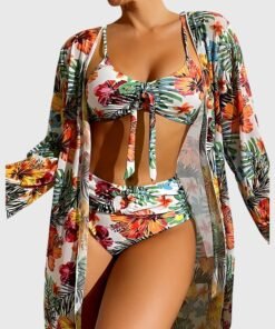 Women's Tropical Print Bikini Set | High-Waisted Swimwear for Summer | Flattering Two-Piece Swim Set