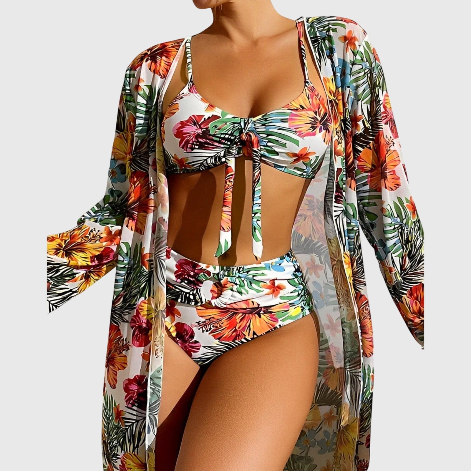 Women's Tropical Print Bikini Set | High-Waisted Swimwear for Summer | Flattering Two-Piece Swim Set
